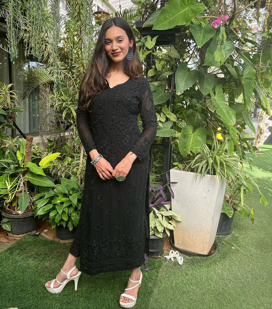 Viscose Georgette Chikankari Kurta With Pant