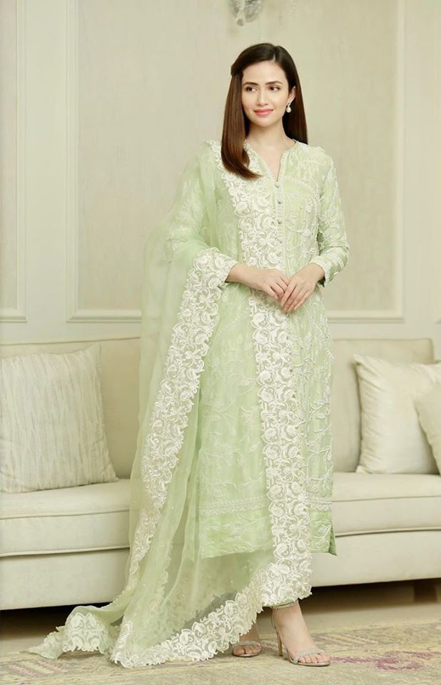 Lucknowi Chikankari Cotton Embroidered Pista Color Salwar Suit Off Coding Work Dupatta