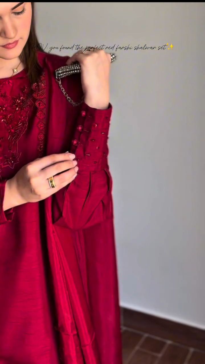 Deep Red Farshi Salwar Suite