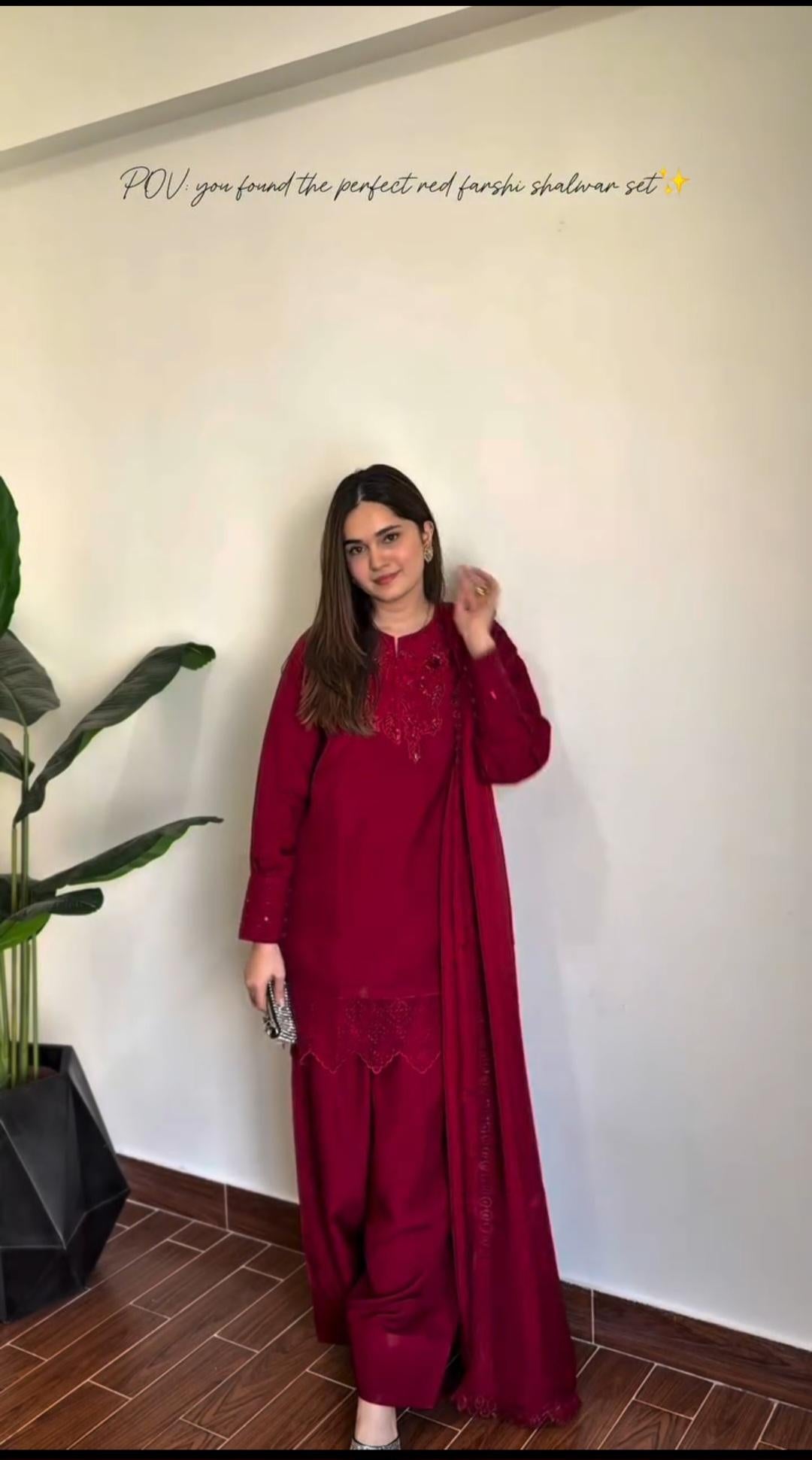 Deep Red Farshi Salwar Suite