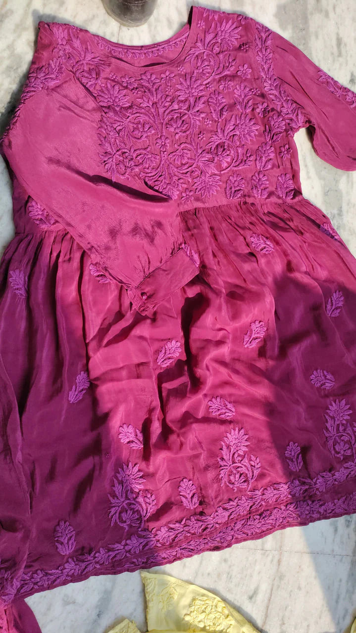 Premium Silk Afghani Chikankari Tunic Set