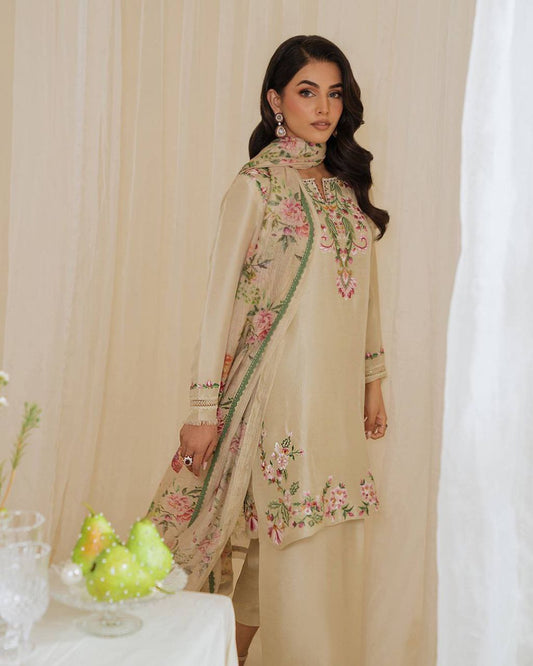 Launching New Designer Party Wear Look Pure Natural Silk Top & Farshi Palazzo With Printed Dupatta set