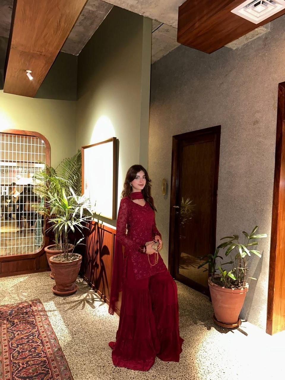 New Designer Royal Crimson Embroidered Sharara Set ✨