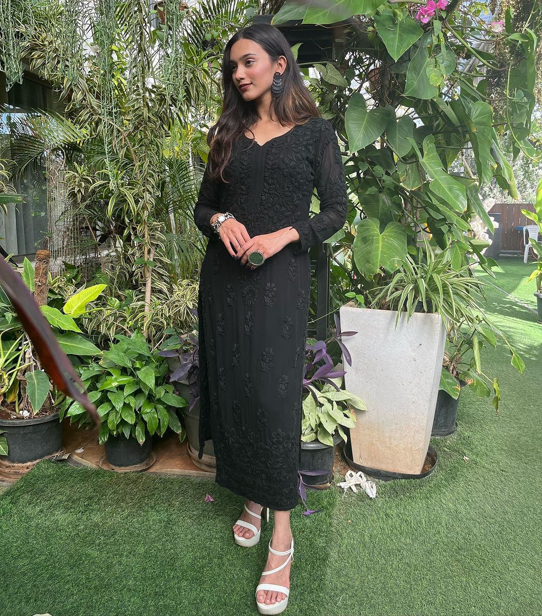 Viscose Georgette Chikankari Kurta With Pant