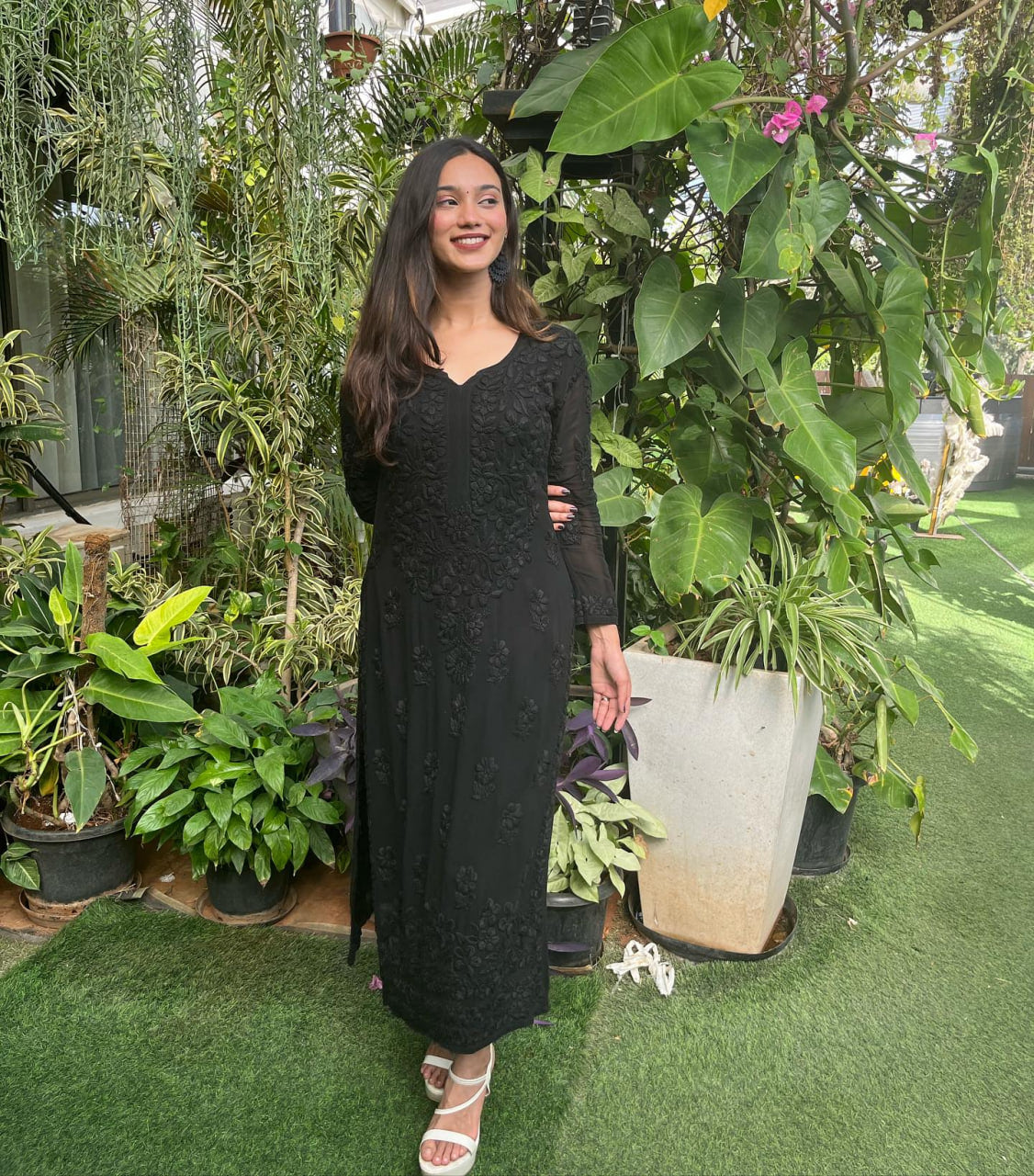 Viscose Georgette Chikankari Kurta With Pant