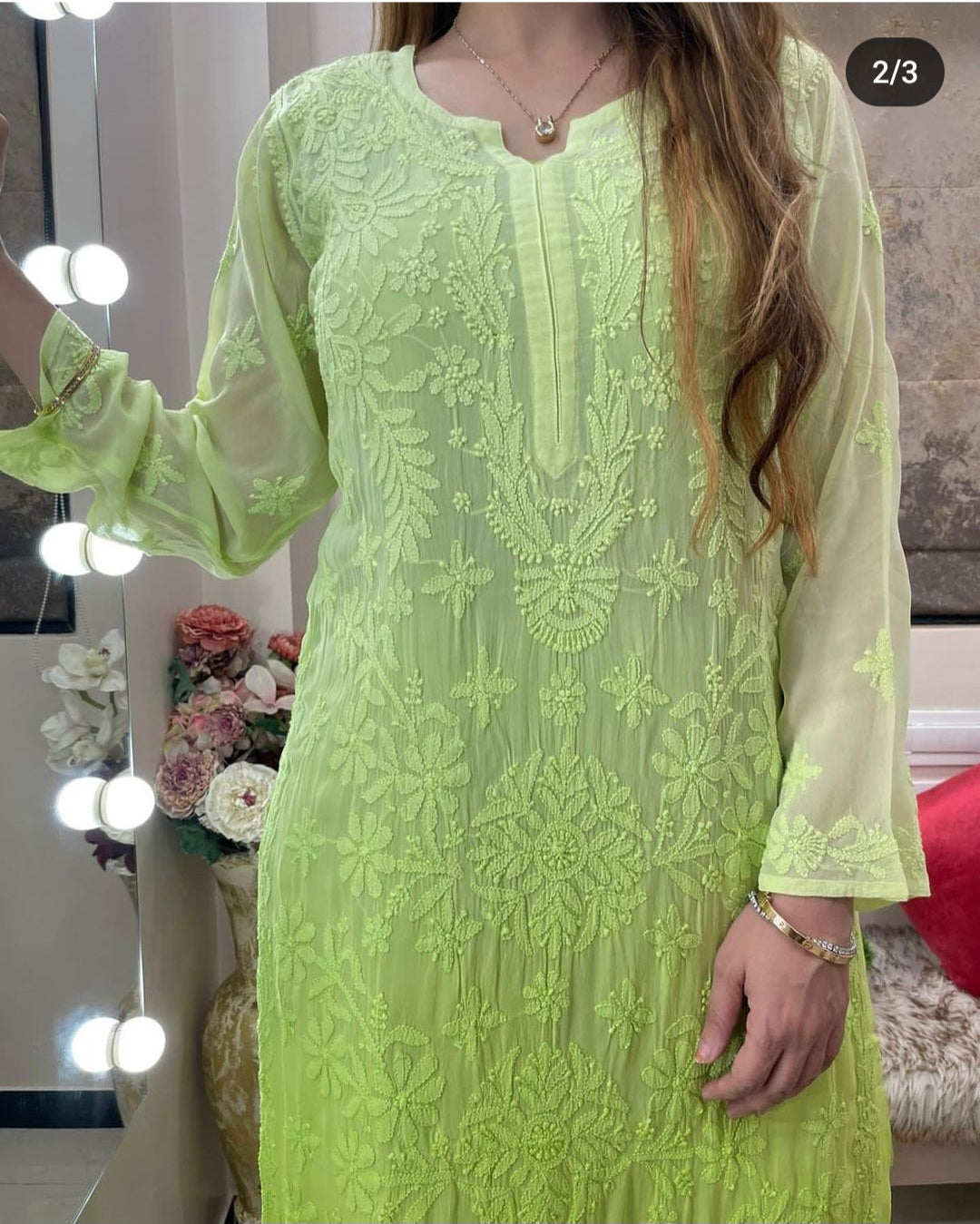 Viscose Georgette Chikankari Kurta With Pant