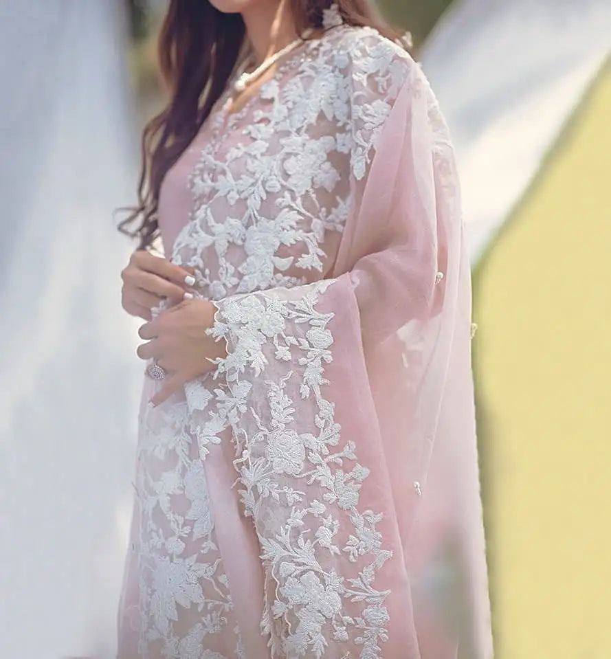 Peach Taffeta Silk Embroidered With Resham Work