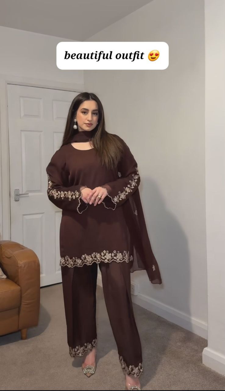 Brown Farshi Style Suit  Party Wear Look
