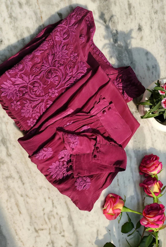 Premium Silk Afghani Chikankari Tunic Set