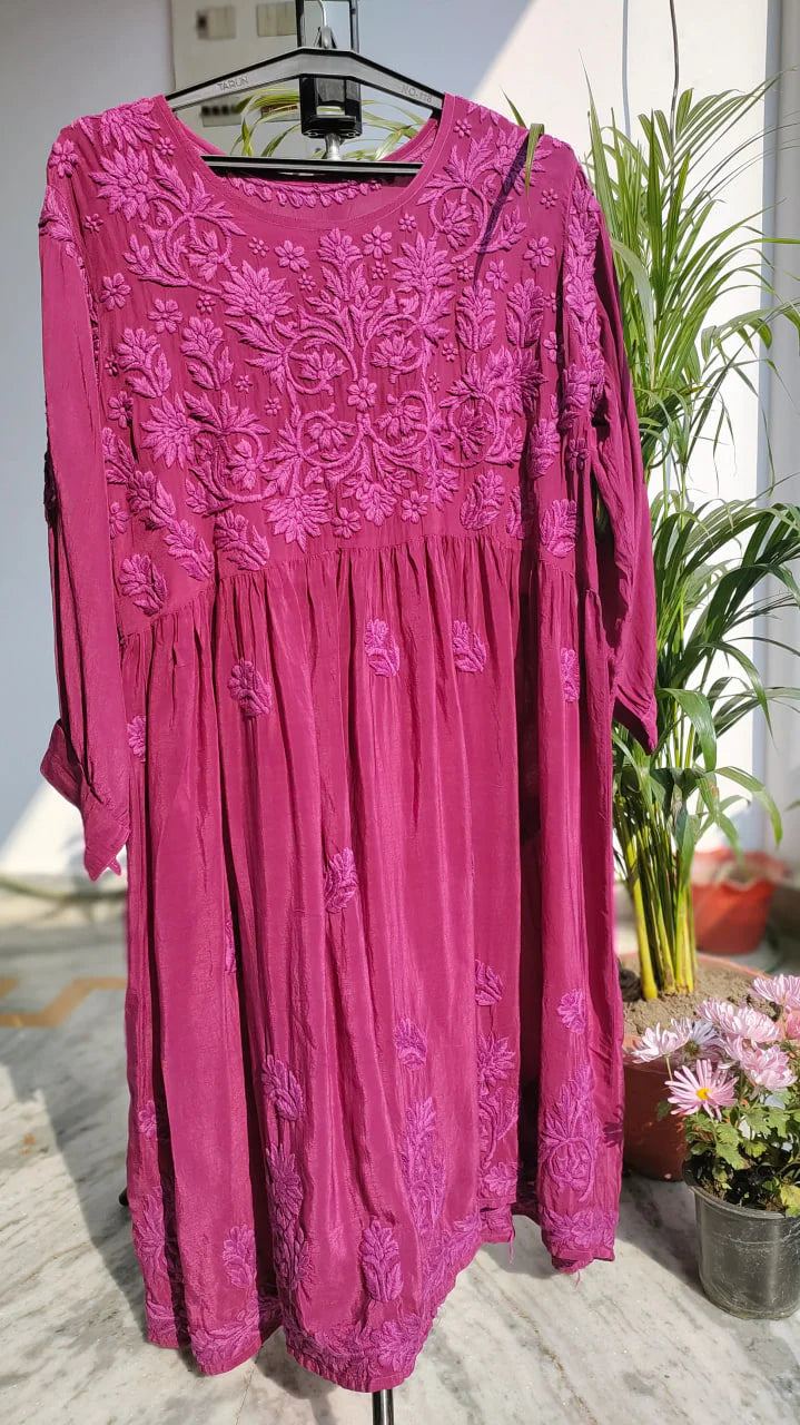 Premium Silk Afghani Chikankari Tunic Set
