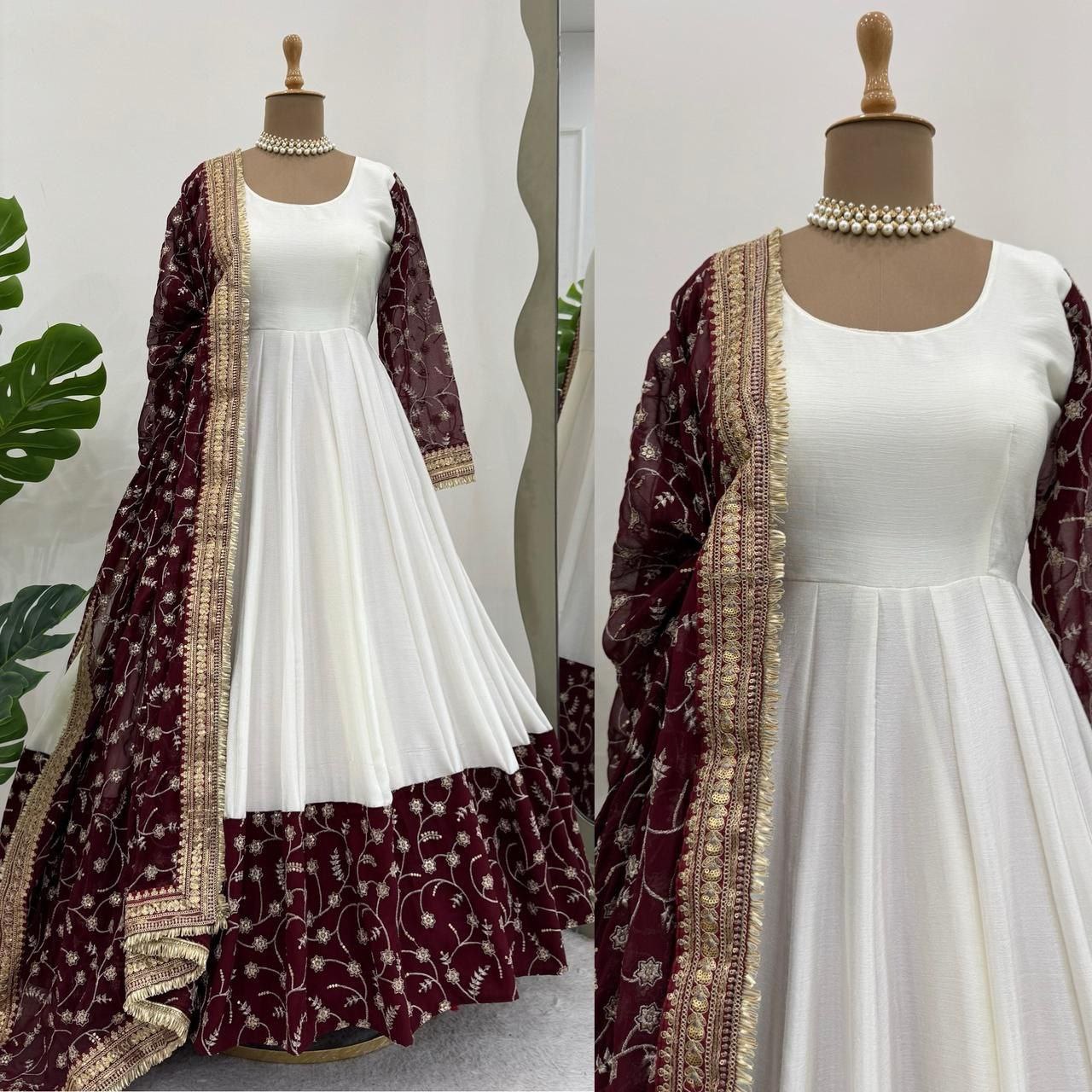 ANARKALI STYLE ZARI E,BROIDERY WORK WITH SEQUENCE WORK
