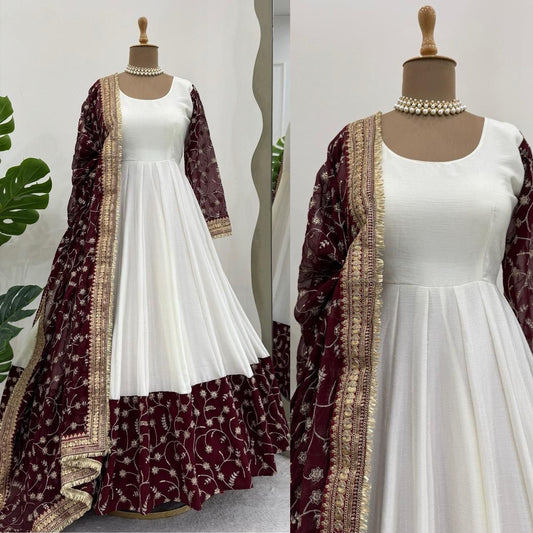 ANARKALI STYLE ZARI E,BROIDERY WORK WITH SEQUENCE WORK
