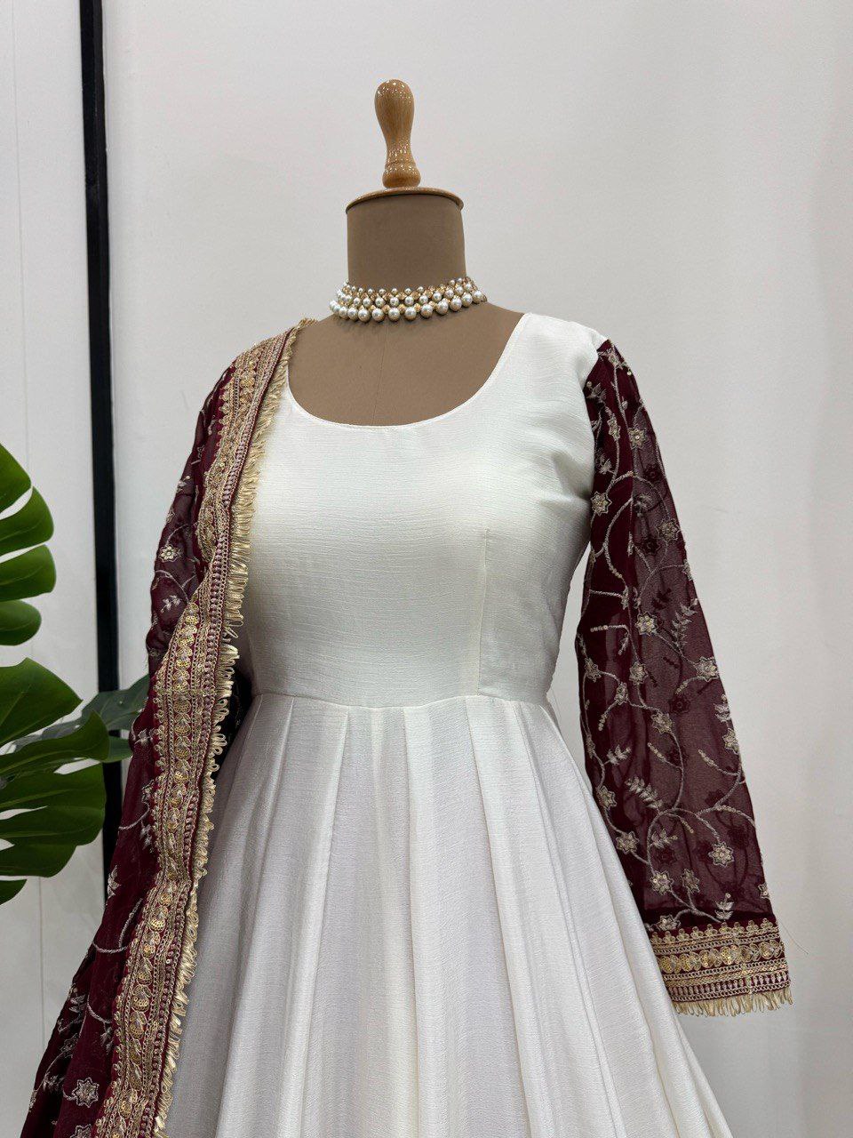 ANARKALI STYLE ZARI E,BROIDERY WORK WITH SEQUENCE WORK