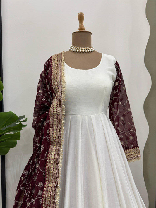 ANARKALI STYLE ZARI E,BROIDERY WORK WITH SEQUENCE WORK