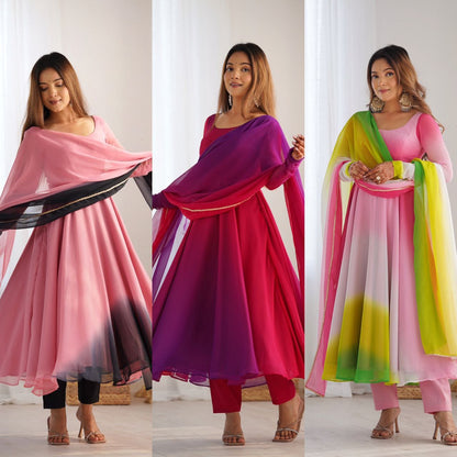 MULTY COLOUR ANARKALI FABRIC*:👗 HEAVY PURE SOFT FOX GEORGETTE COLOURFULL PADDING&nbsp;
