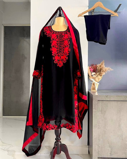 *Launching New  Đěsigner Party Wear Look Heavy Pure Viscose Velvet Top Plazzo &amp; Dupatta Set