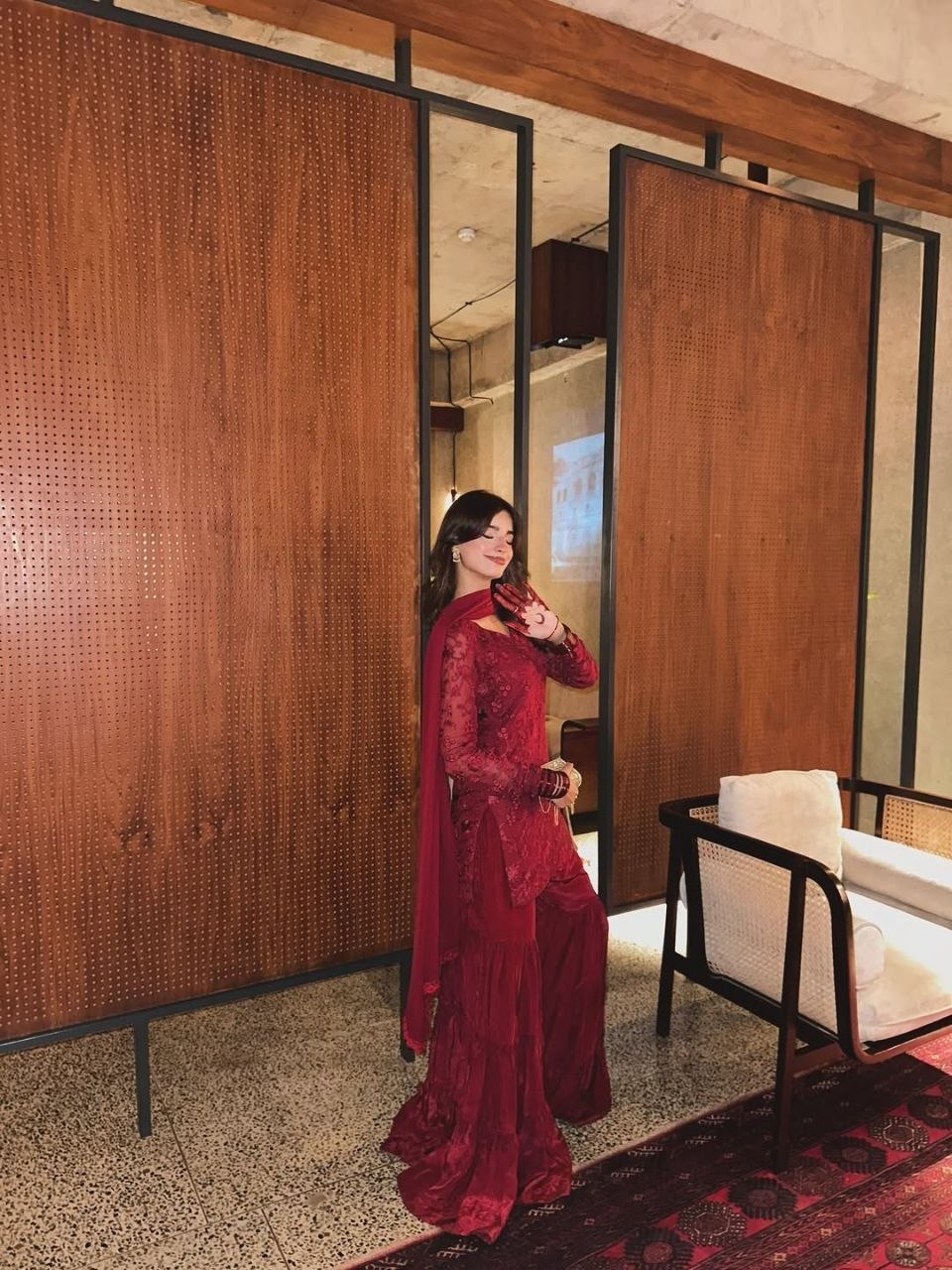 New  Designer Royal Crimson Embroidered Sharara Set ✨